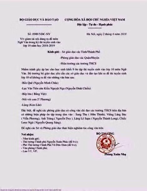 Công văn giả mạo đang lan truyền trên mạng.