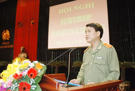 Giám đốc Công an TP Hà Nội, Thiếu tướng Nguyễn Đức Chung phát biểu chỉ đạo tại Hội nghị.