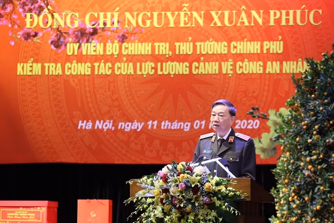 Đại tướng Tô Lâm, Bộ trưởng Bộ Công an, phát biểu tại buổi làm việc.