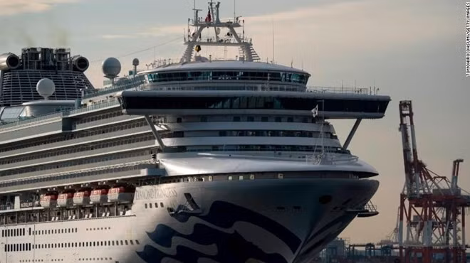 Tàu Diamond Princess, nơi có hàng trăm người nhiễm virus Corona. Ảnh Getty Images.
