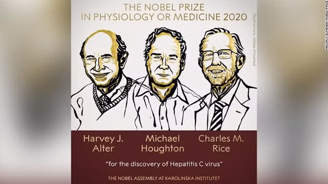 Ba nhà nghiên cứu đoạt giải Nobel Y học năm 2020.