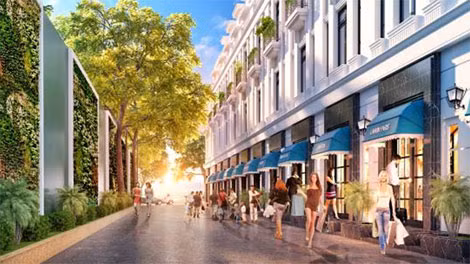 Thiết kế vườn đứng độc đáo tại dãy Phú Gia 2, VincomShophouse Hải Phòng.