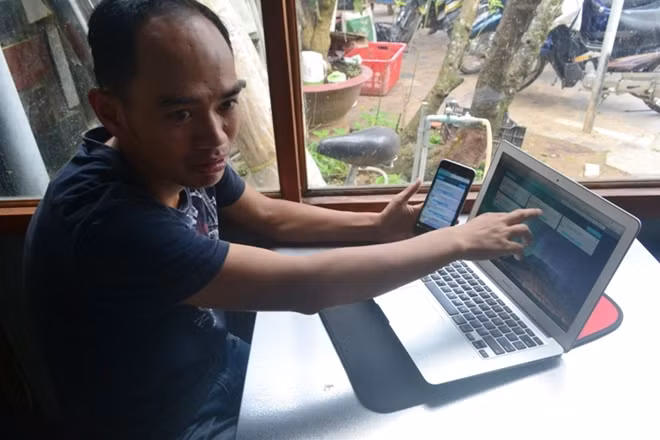 Các thông số về vườn rau báo về hệ thống trên điện thoại và máy tính anh Nguyễn Đức Huy.