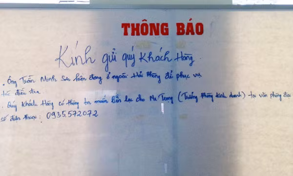 Thông báo trước Chi nhánh Công ty BBG tại Huế.