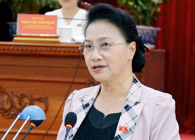 Chủ tịch Quốc hội Nguyễn Thị Kim Ngân phát biểu tại buổi làm việc.