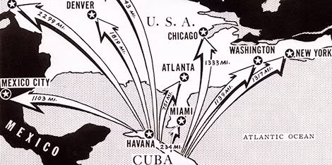 Tầm bao quát của các tên lửa Liên Xô phóng từ Cuba.
