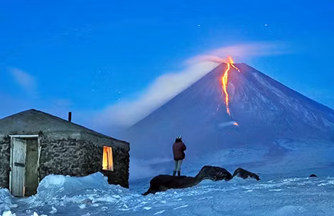 Hoạt động núi lửa tại Kamchatca, Nga.