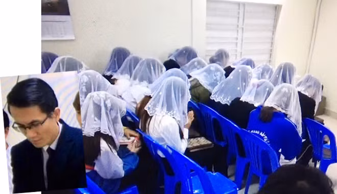 Đối tượng Trần Văn Hùng và những người tham gia một buổi “giảng đạo” của Hùng ở huyện An Dương.