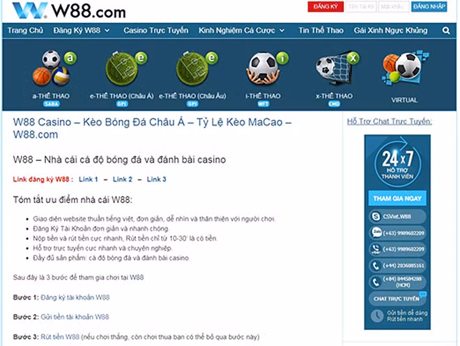 Trang web W88.com.