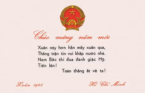 Thơ, thiệp chúc tết Mậu Thân của Bác Hồ năm 1968.