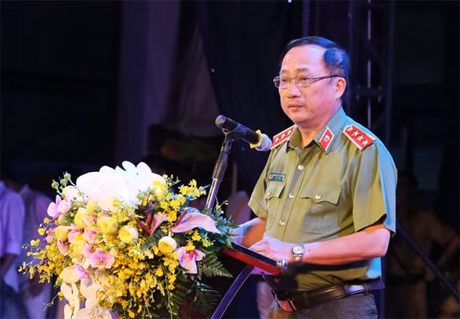 Thượng tướng Nguyễn Văn Thành, Ủy viên Trung ương Đảng, Thứ trưởng Bộ Công an phát biểu tại lễ bế mạc.