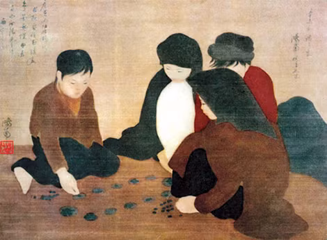 “Chơi ô ăn quan” - một trong những bức tranh lụa nổi tiếng của Nguyễn Phan Chánh. “Chơi ô ăn quan” - một trong những bức tranh lụa nổi tiếng của Nguyễn Phan Chánh.