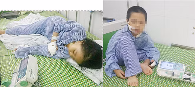 Hai cháu nhỏ đang được điều trị tại bệnh viện. Hai cháu nhỏ đang được điều trị tại bệnh viện.