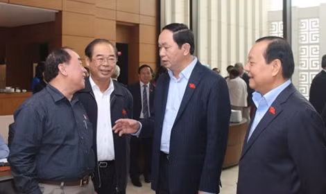 Chủ tịch nước Trần Đại Quang với các đại biểu Quốc hội.