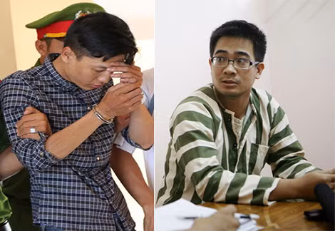 Nguyễn Hải Dương gây ra vụ thảm sát ở Bình Phước (ảnh trái); Nguyễn Đức Nghĩa trong một buổi hỏi cung.
