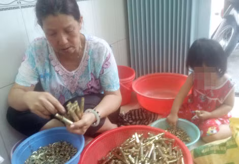 Nguồn thu chính của gia đình bà Ngọc là từ việc làm bu đông.