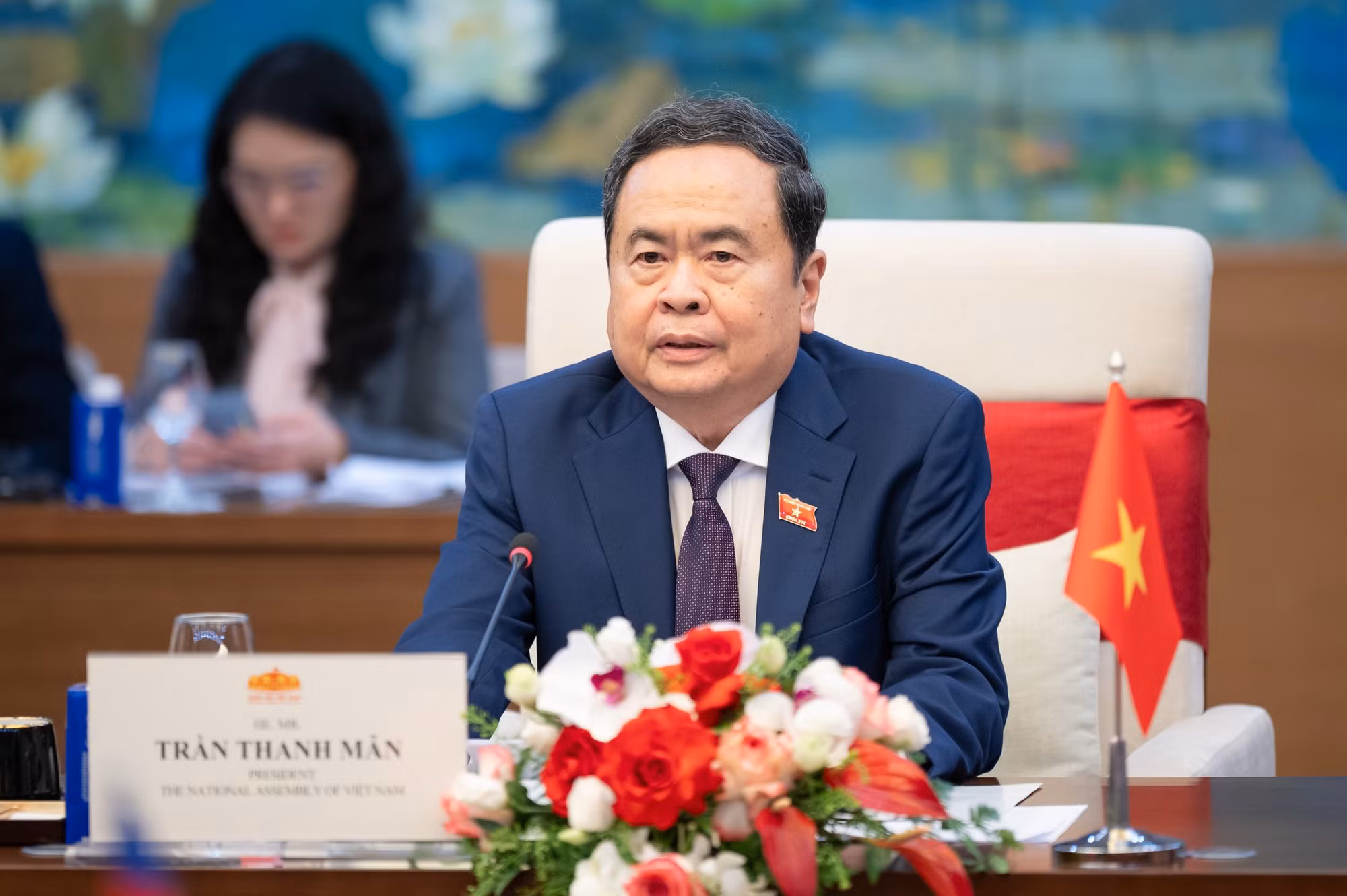 Chủ tịch Quốc hội Trần Thanh Mẫn phát biểu tại cuộc hội kiến