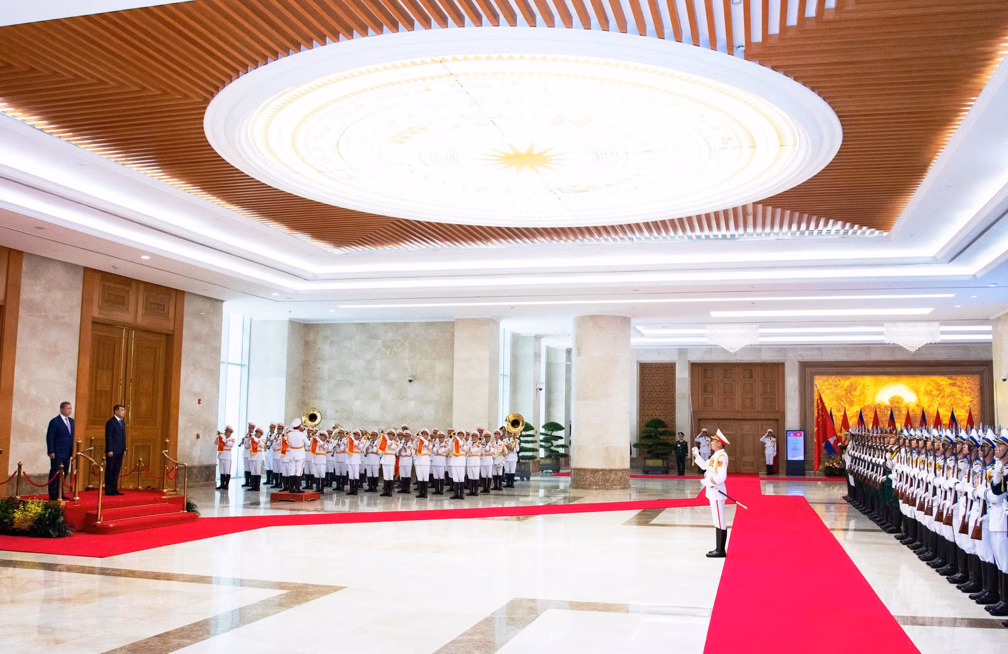 Lễ đón Thủ tướng Campuchia Hun Manet thăm chính thức Việt Nam.