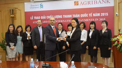 Agribank nhận giải thưởng Chất lượng thanh toán quốc tế năm 2015