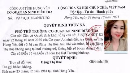 Công an Hưng Yên kêu gọi Đặng Thị Huệ ra đầu thú để bảo đảm quyền bào chữa