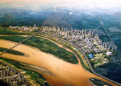 Một trong 4 phối cảnh dự án quy hoạch sông Hồng đoạn qua Hà Nội.