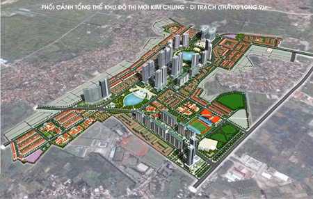 Phối cảnh tổng thể Khu Đô thị mới Kim Chung - Di Trạch.