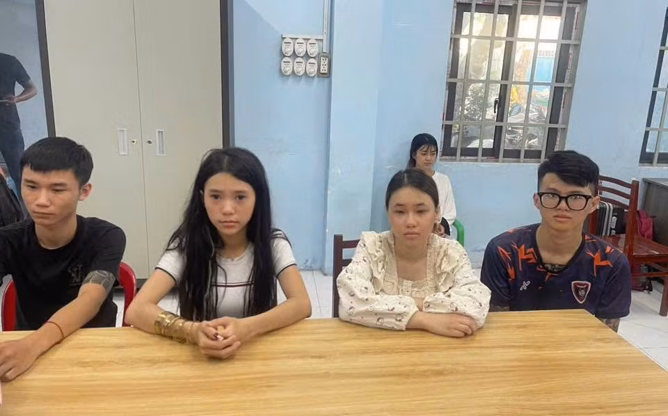 Bốn đối tượng tại cơ quan Công an.