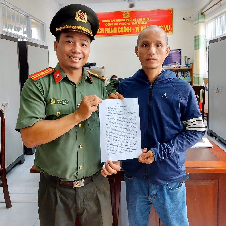 Anh Nguyễn Ngọc Thi gửi thư cảm ơn Thiếu tá Nguyễn Công Thành và cán bộ chiến sĩ Công an phường.
