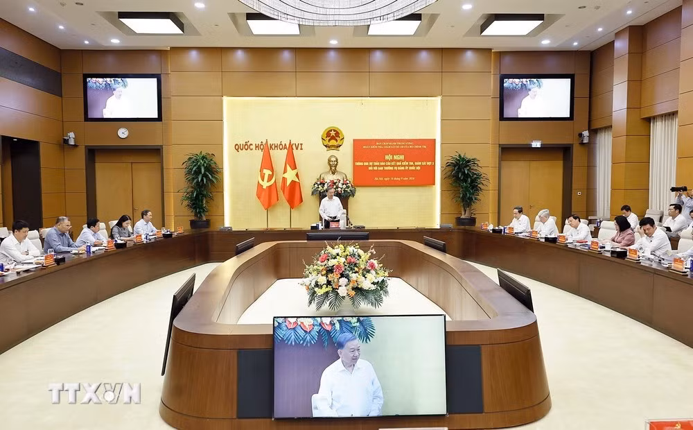 Tổng Bí thư, Chủ tịch nước Tô Lâm, Trưởng Đoàn Kiểm tra, giám sát số 218 phát biểu.