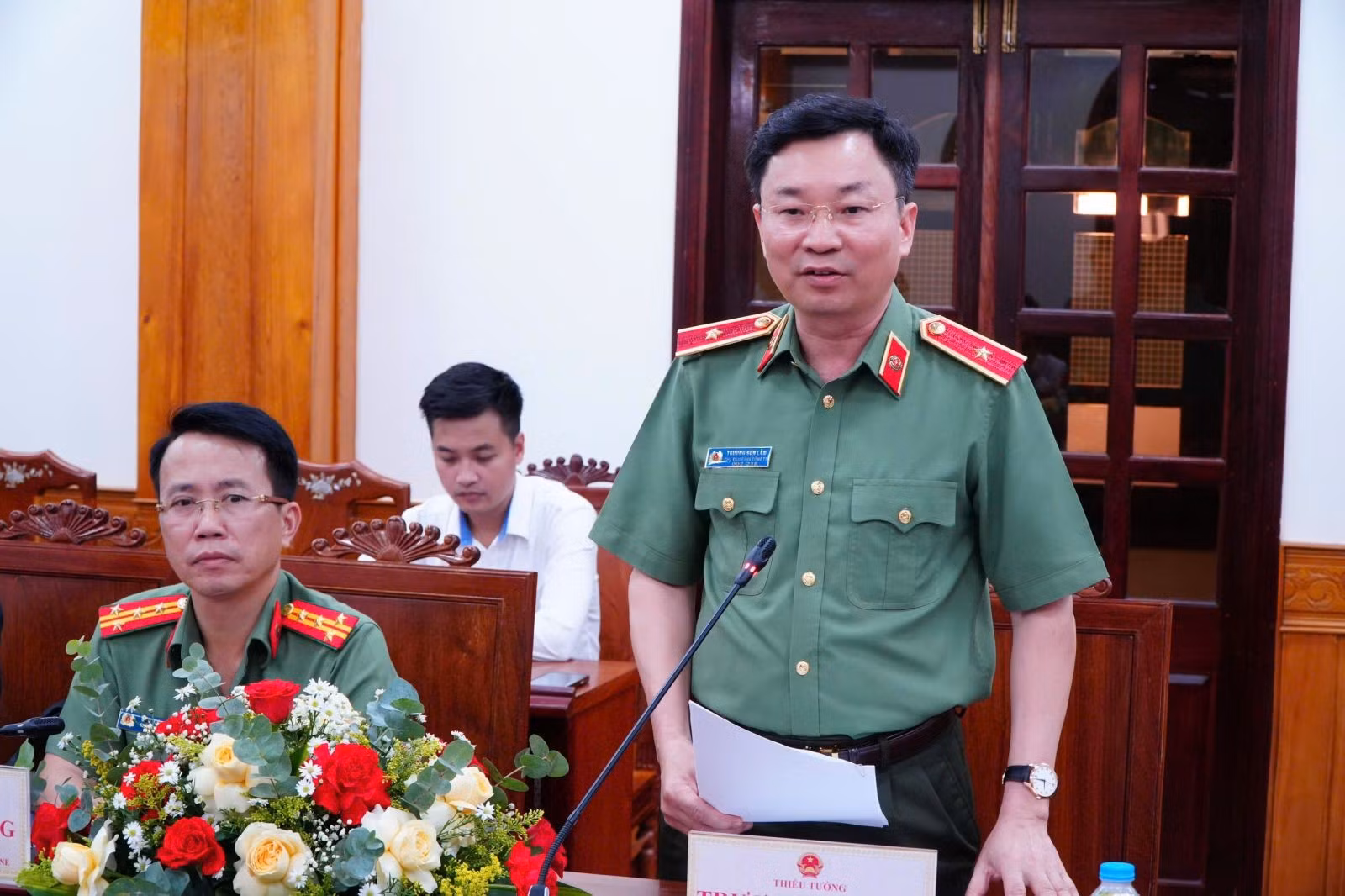 Thiếu tướng Trương Sơn Lâm - Chủ tịch Tổng công ty Viễn thông MobiFone phát biểu tại sự kiện.